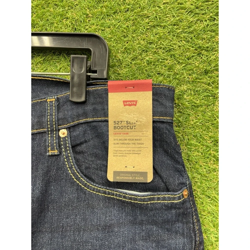 Levis 527 Jeans Mens 36x30 Blue Dark Wash Standard Bootcut Faded Whisker NEW